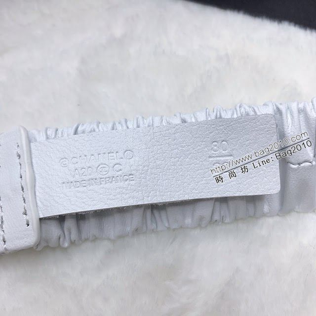 Chanel女士皮帶 香奈兒經典小羊皮鬆緊褲腰帶 香奈兒褶皺腰帶  jjp2151